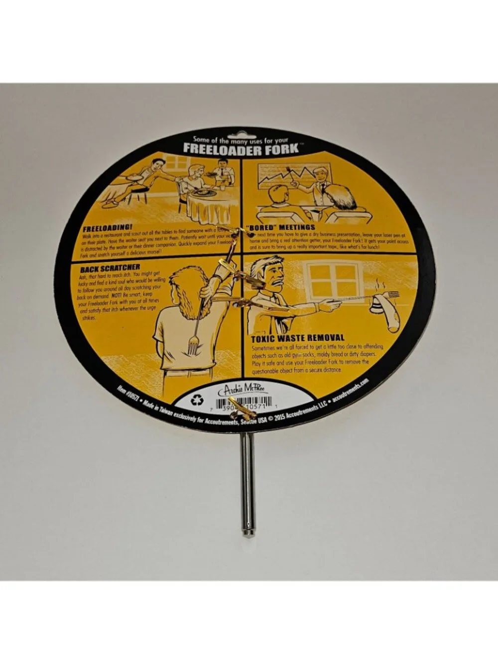 NOS Freeloader Fork Joke Gag Gift Stainless Steel Expand Up to 2ft Archie McPhee